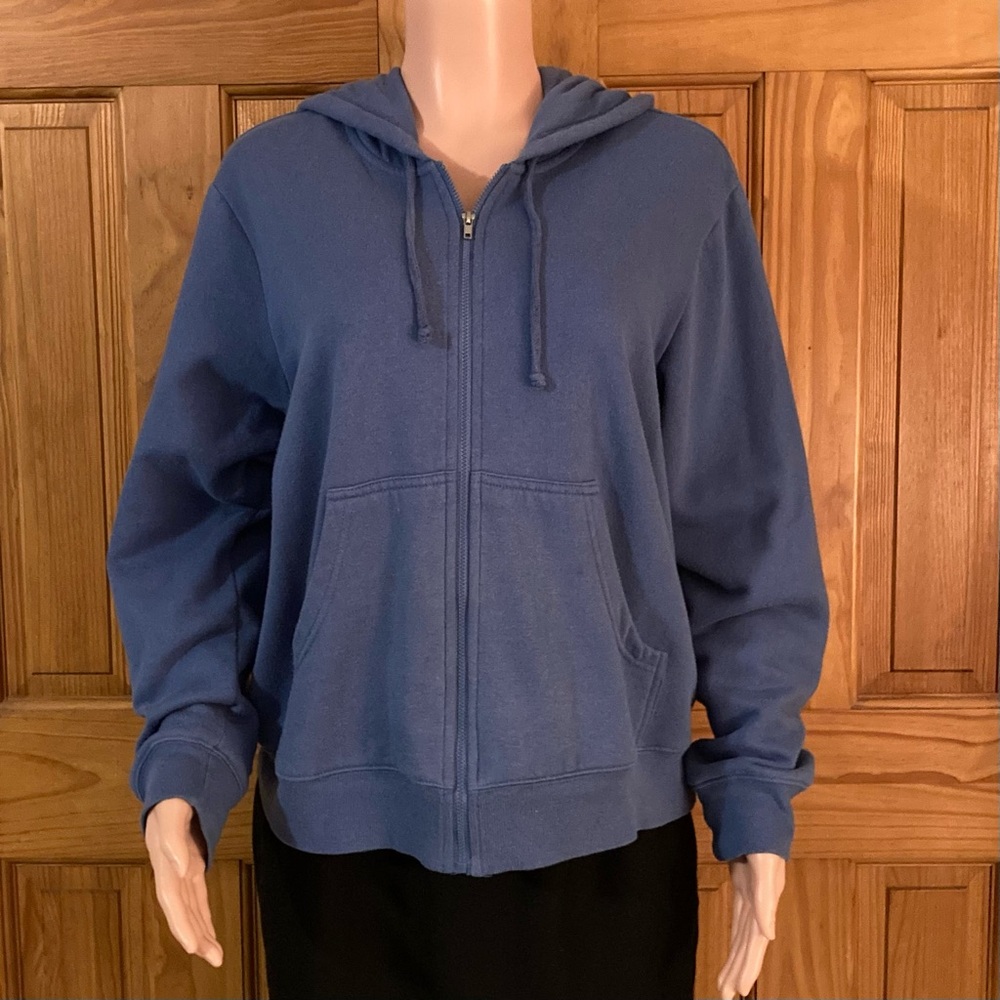 EUC Blair Vintage 90s Hooded Jacket Hoodie Full Zip Blue Women's Size L Large
